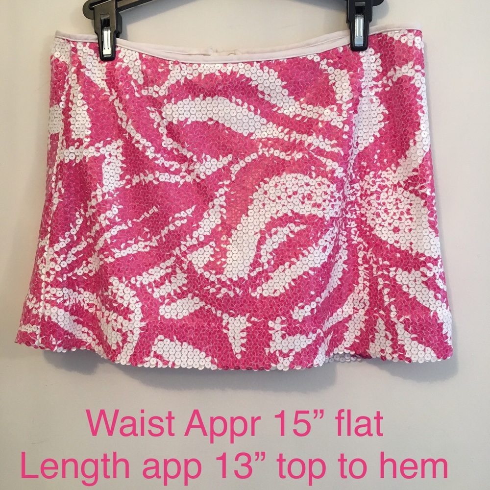 Lilly Pulitzer Pink Zebra Sequined Tate Skirt Sz 0